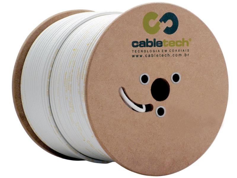 CABO COAXIAL RG06 - 60% MALHA TRISHIELD - BRANCO SEM MENSAGEIRO