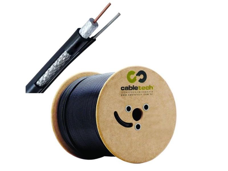 CABO COAXIAL RG11 - 60% MALHA TRISHIELD - PRETO COM MENSAGEIRO